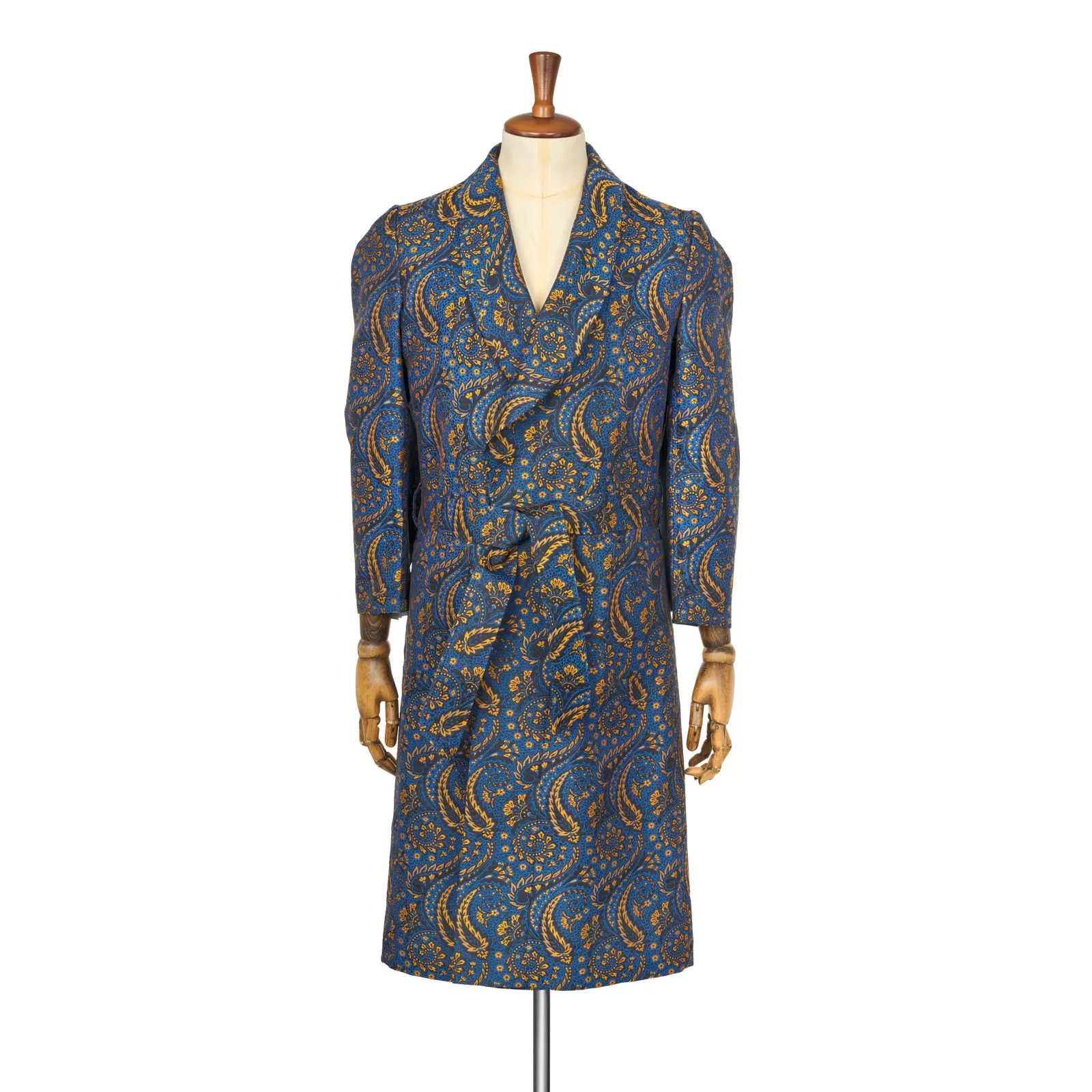 Fox Silk Paisley Lounge Gown in Blue and Gold