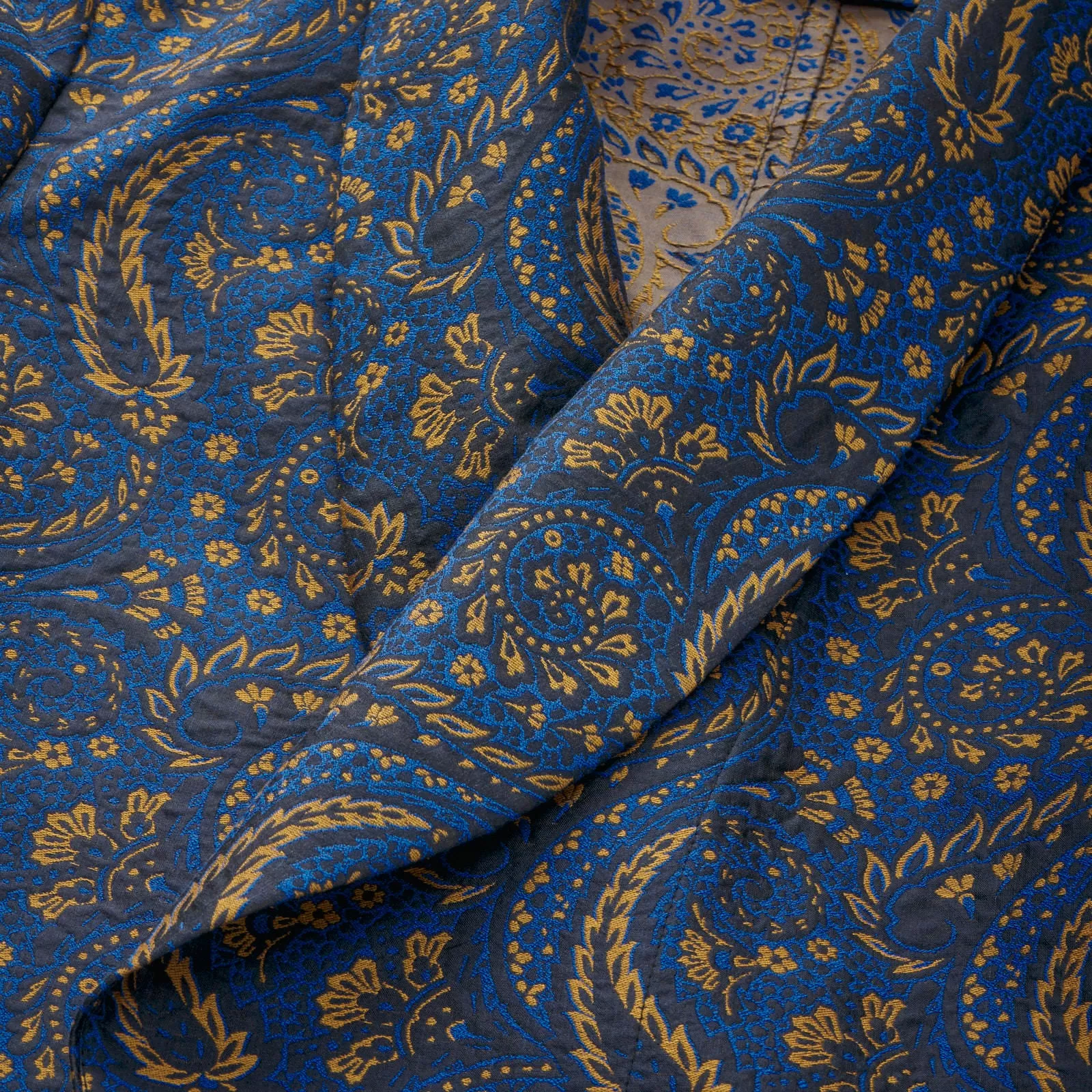 Fox Silk Paisley Lounge Gown in Blue and Gold