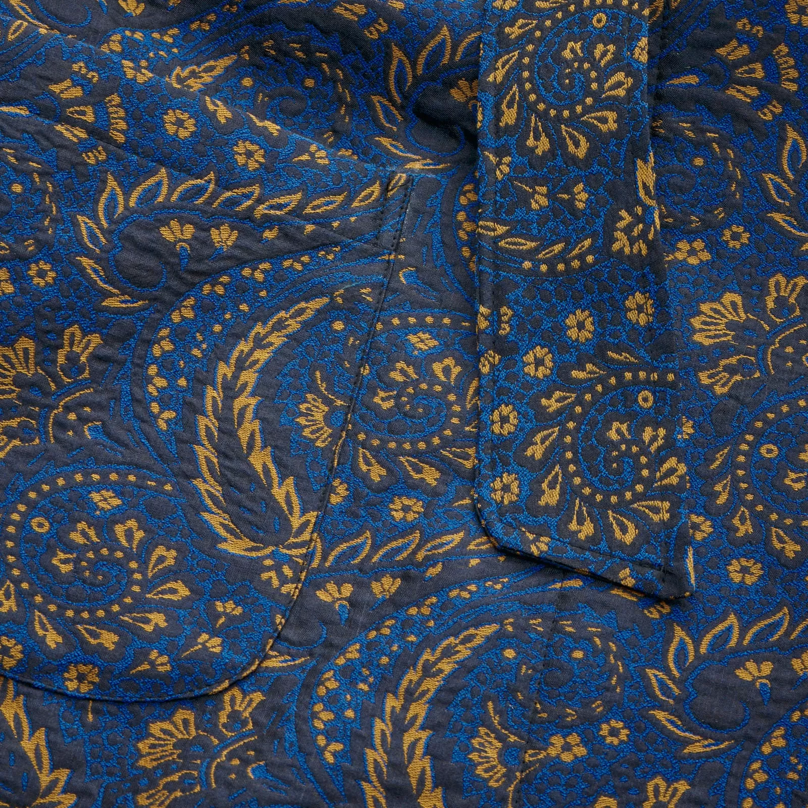 Fox Silk Paisley Lounge Gown in Blue and Gold