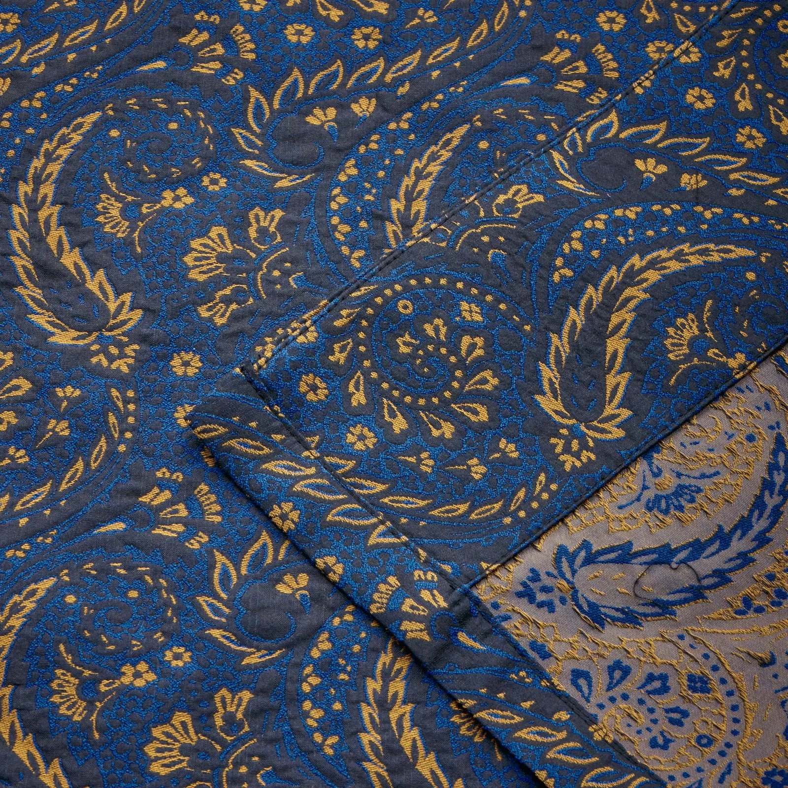 Fox Silk Paisley Lounge Gown in Blue and Gold