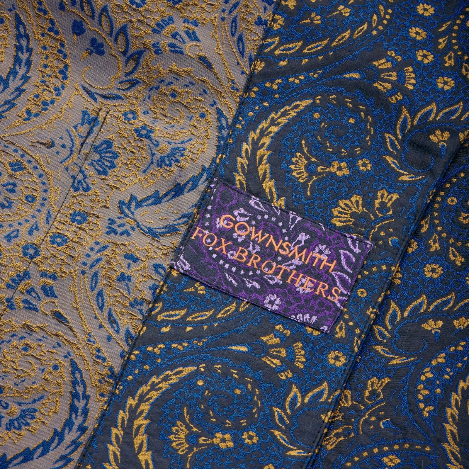 Fox Silk Paisley Lounge Gown in Blue and Gold