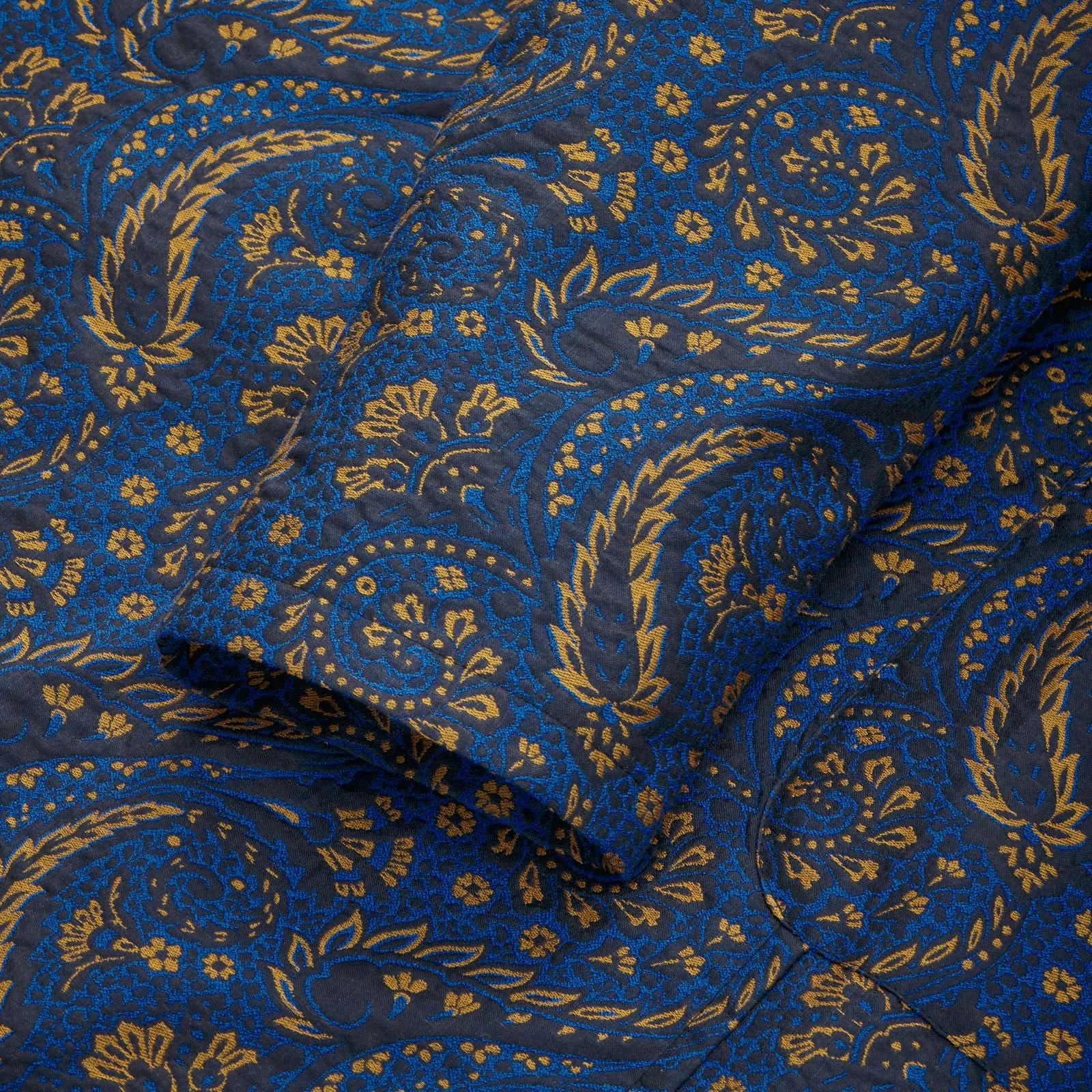 Fox Silk Paisley Lounge Gown in Blue and Gold