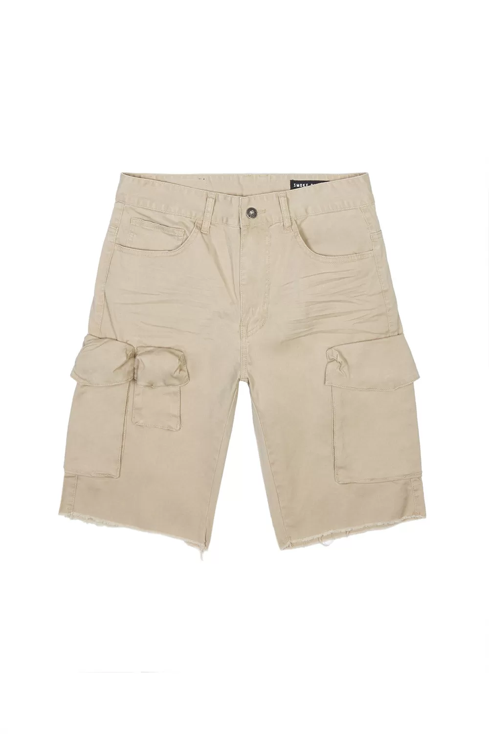 Garment Washed Twill Cargo Shorts - Sand