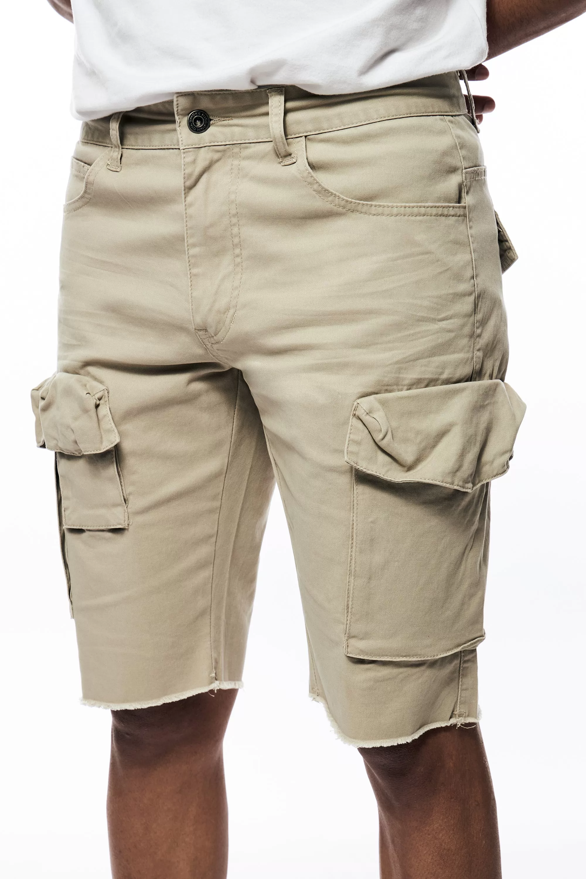 Garment Washed Twill Cargo Shorts - Sand