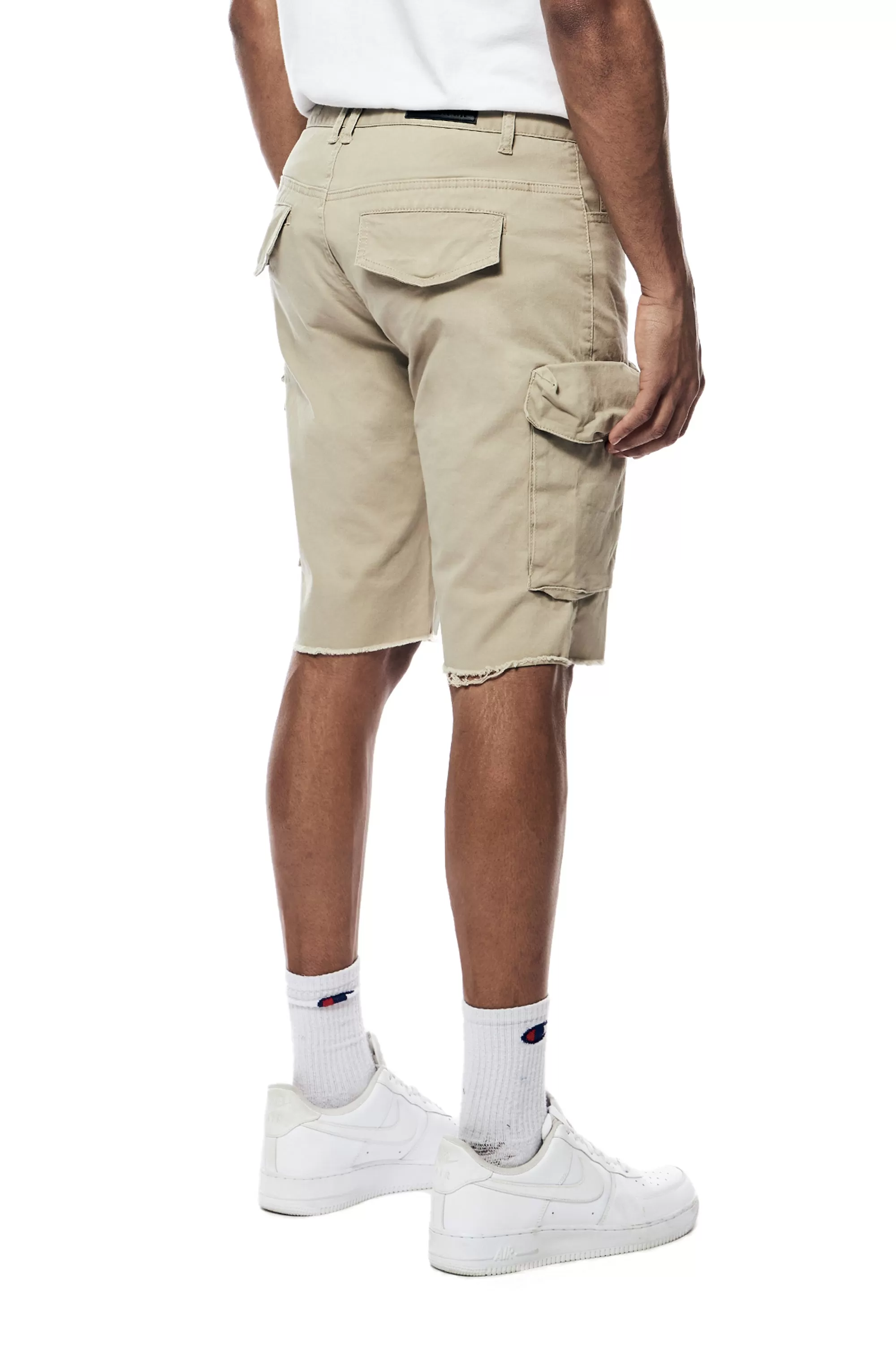 Garment Washed Twill Cargo Shorts - Sand