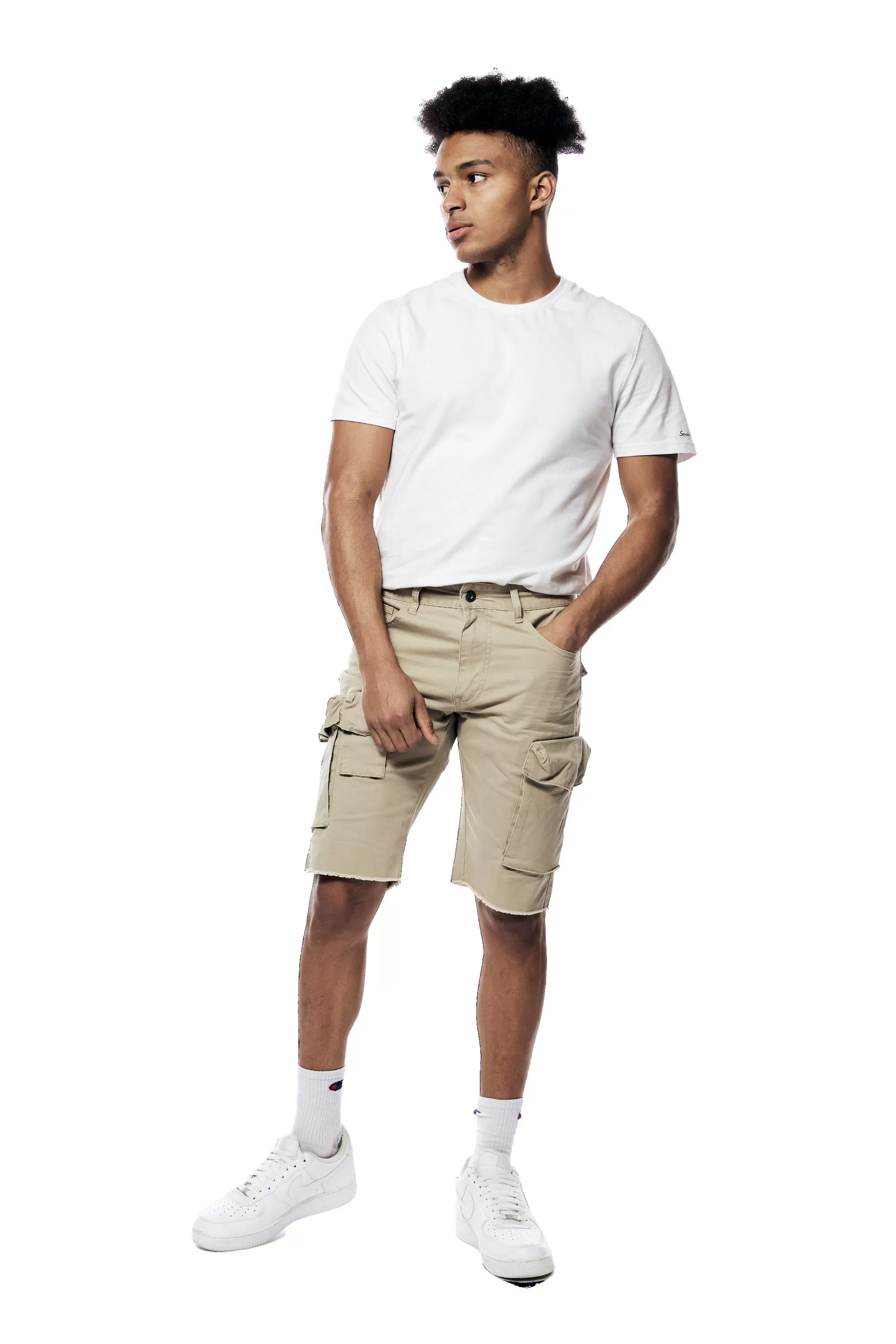 Garment Washed Twill Cargo Shorts - Sand