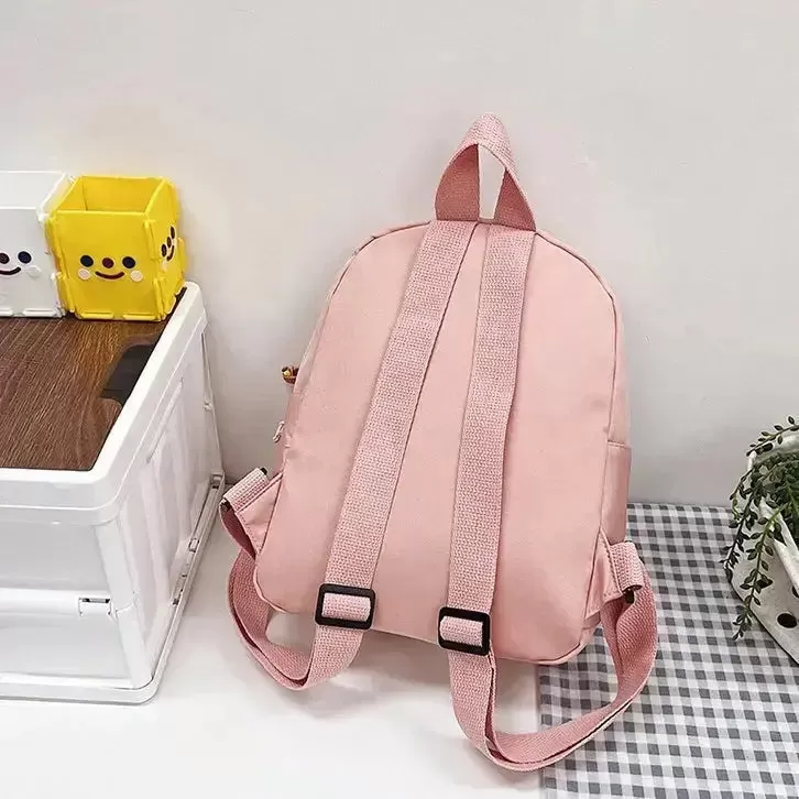 Girls Gingham Rabbit & Letter Patch Decor Functional Backpack 2919