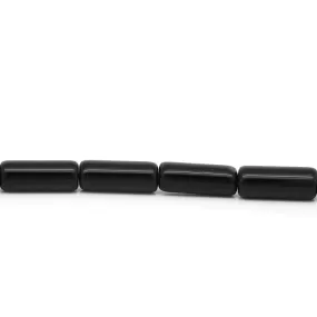 Glass Beads Column 6mm x 15mm Black 10pcs Black Loose