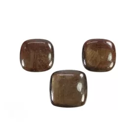 Golden Brown Chocolate SAPPHIRE Gemstone Cabochon : 46.60cts Natural Untreated Sapphire Cushion Shape 16.5mm - 18mm 3pcs