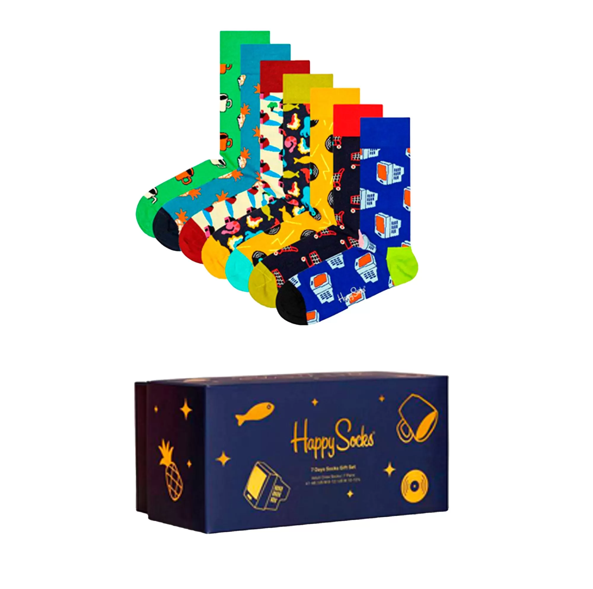 happy socks | set 7 paia calze corte da unisex adulto