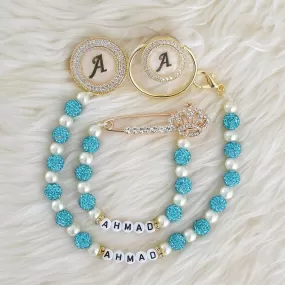 Initial Crystal Glam Pacifier & Personalised Clip Set