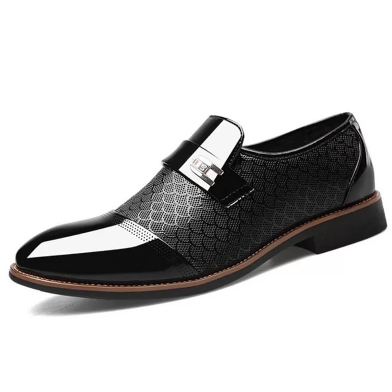 INSTOCK-Embossed men's leather casual shoes