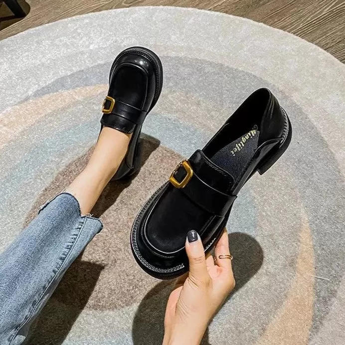 Korean Style Leather Loafers: Women's Casual Shoes CS837-10