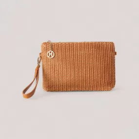 KYLIE | Caramel Chevron Weave Crossbody Clutch