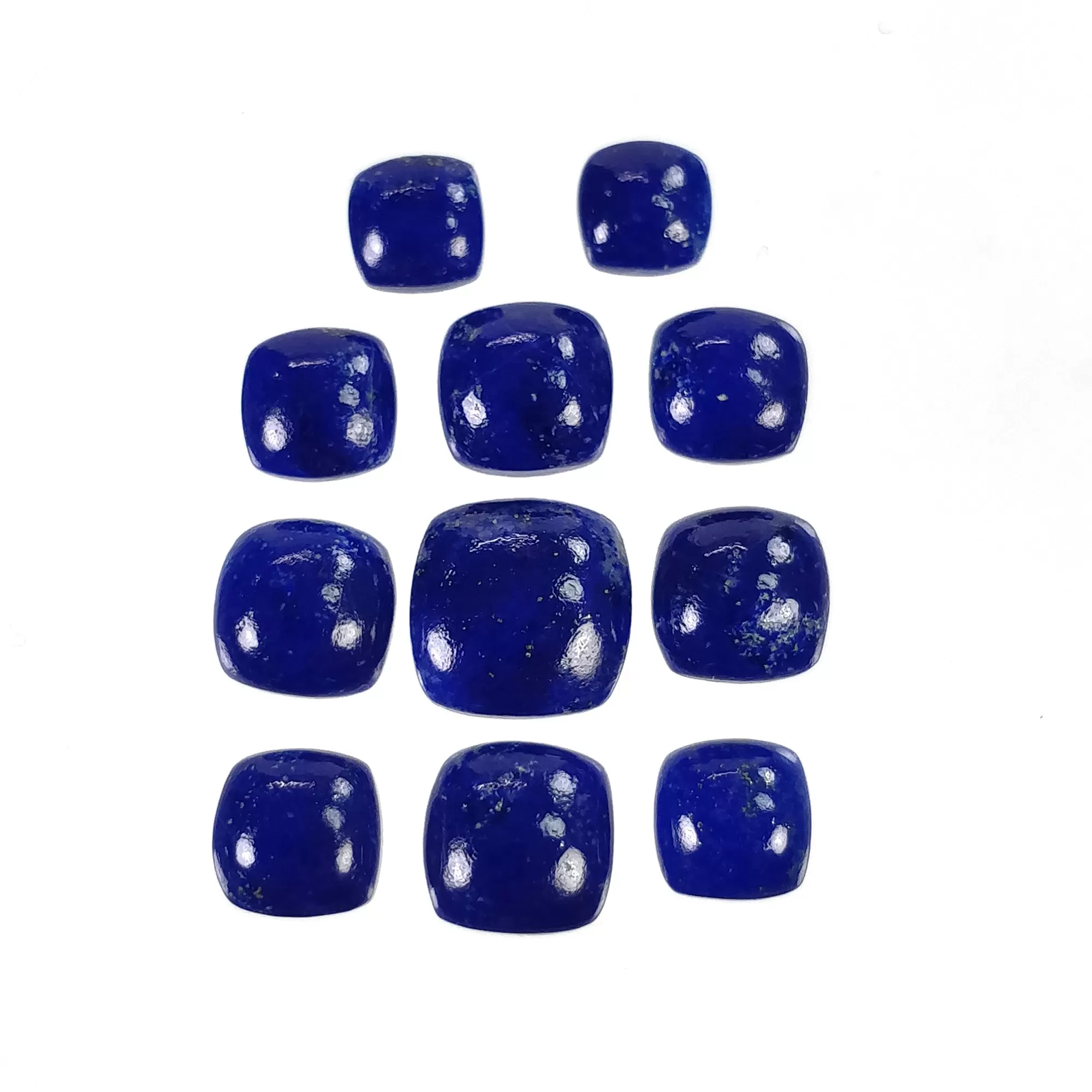 LAPIS LAZULI Gemstone Cabochon : 17.50cts Natural Untreated Blue Lapis Cushion Shape 6mm - 10mm 11pcs