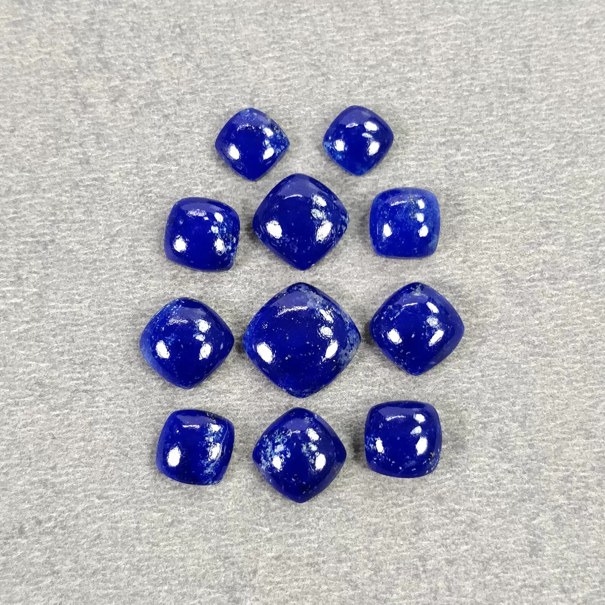 LAPIS LAZULI Gemstone Cabochon : 17.50cts Natural Untreated Blue Lapis Cushion Shape 6mm - 10mm 11pcs