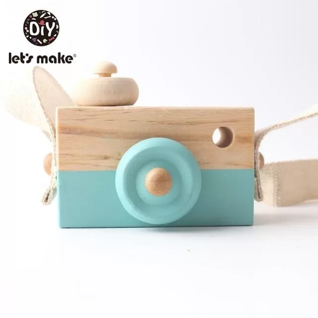 Let'S Make 1Pc Wooden Baby Toys Fashion Camera Wood Pendants Montessori Toys For Kids Wooden Diy Present Nursing Gift Baby Block