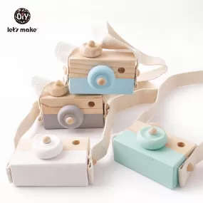 Let'S Make 1Pc Wooden Baby Toys Fashion Camera Wood Pendants Montessori Toys For Kids Wooden Diy Present Nursing Gift Baby Block