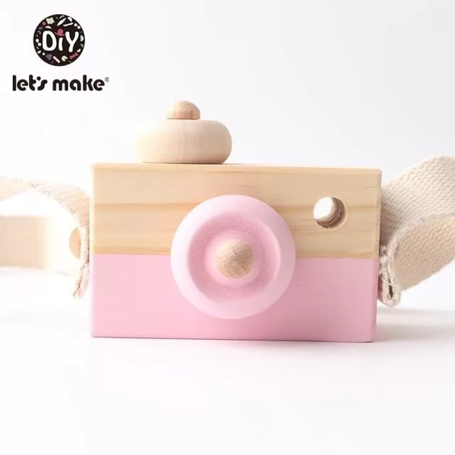 Let'S Make 1Pc Wooden Baby Toys Fashion Camera Wood Pendants Montessori Toys For Kids Wooden Diy Present Nursing Gift Baby Block