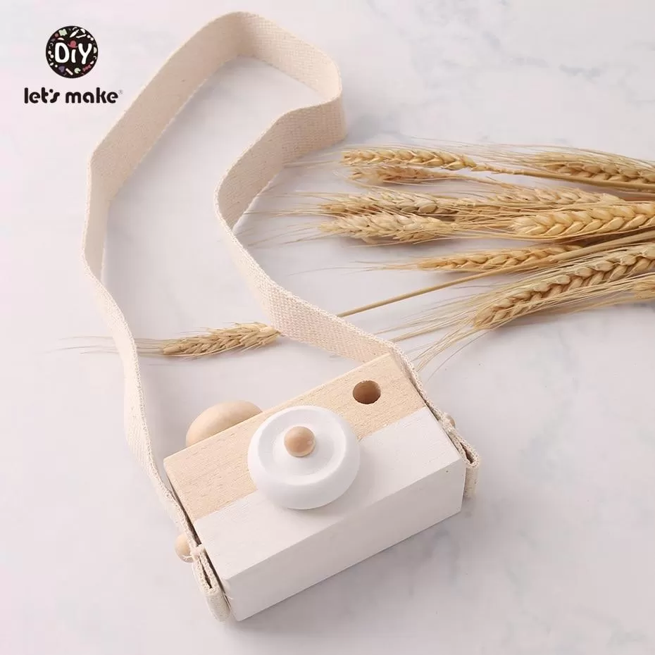 Let'S Make 1Pc Wooden Baby Toys Fashion Camera Wood Pendants Montessori Toys For Kids Wooden Diy Present Nursing Gift Baby Block