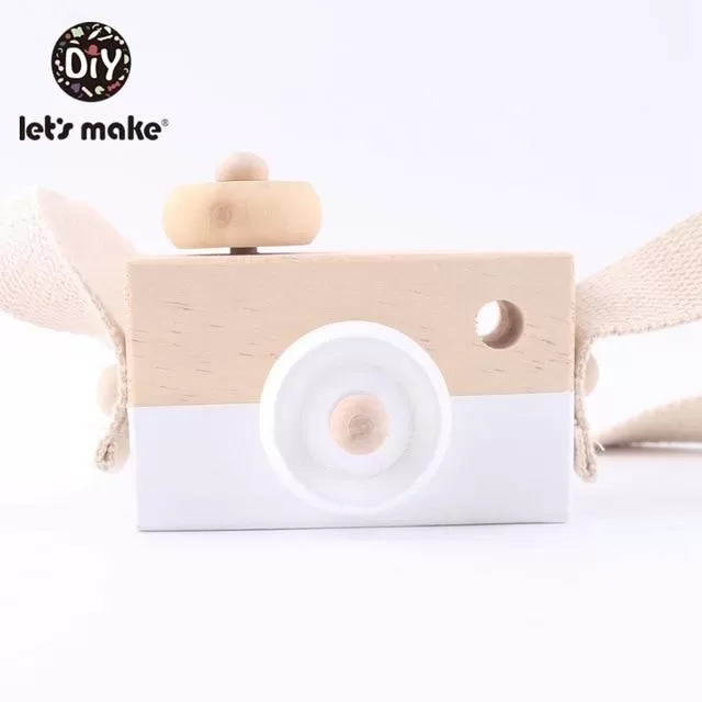 Let'S Make 1Pc Wooden Baby Toys Fashion Camera Wood Pendants Montessori Toys For Kids Wooden Diy Present Nursing Gift Baby Block