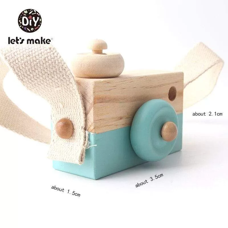 Let'S Make 1Pc Wooden Baby Toys Fashion Camera Wood Pendants Montessori Toys For Kids Wooden Diy Present Nursing Gift Baby Block