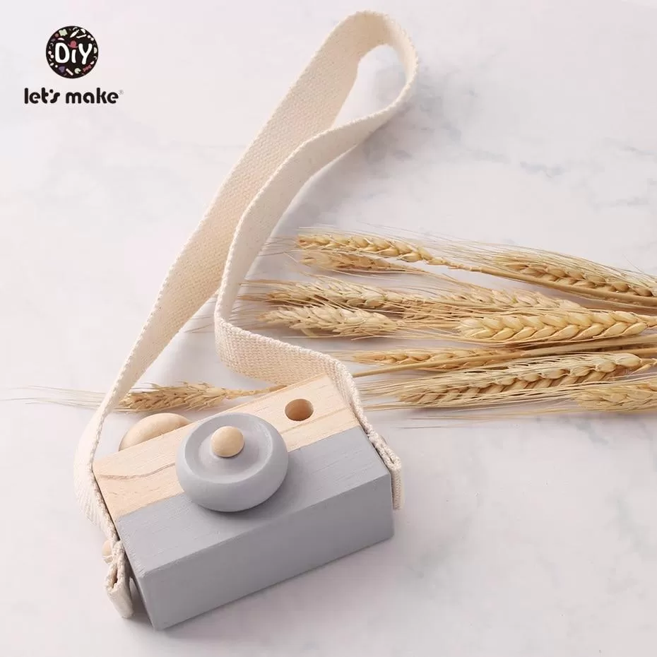 Let'S Make 1Pc Wooden Baby Toys Fashion Camera Wood Pendants Montessori Toys For Kids Wooden Diy Present Nursing Gift Baby Block