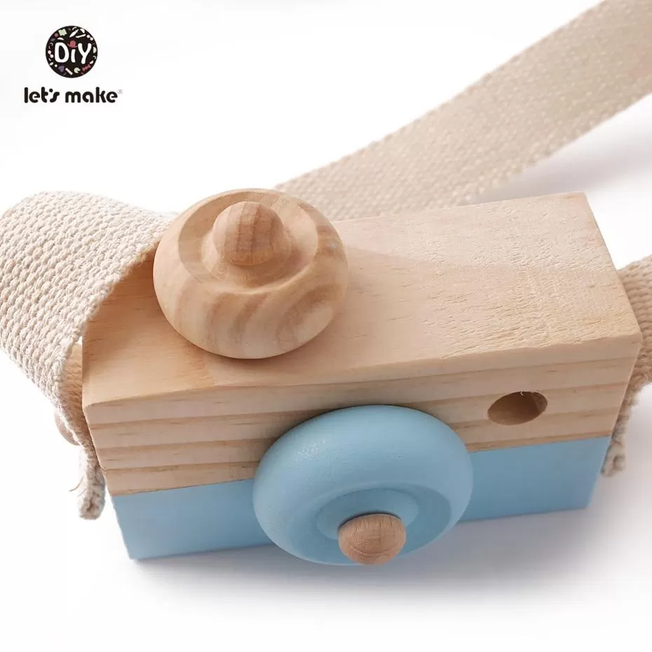 Let'S Make 1Pc Wooden Baby Toys Fashion Camera Wood Pendants Montessori Toys For Kids Wooden Diy Present Nursing Gift Baby Block