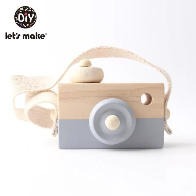 Let'S Make 1Pc Wooden Baby Toys Fashion Camera Wood Pendants Montessori Toys For Kids Wooden Diy Present Nursing Gift Baby Block