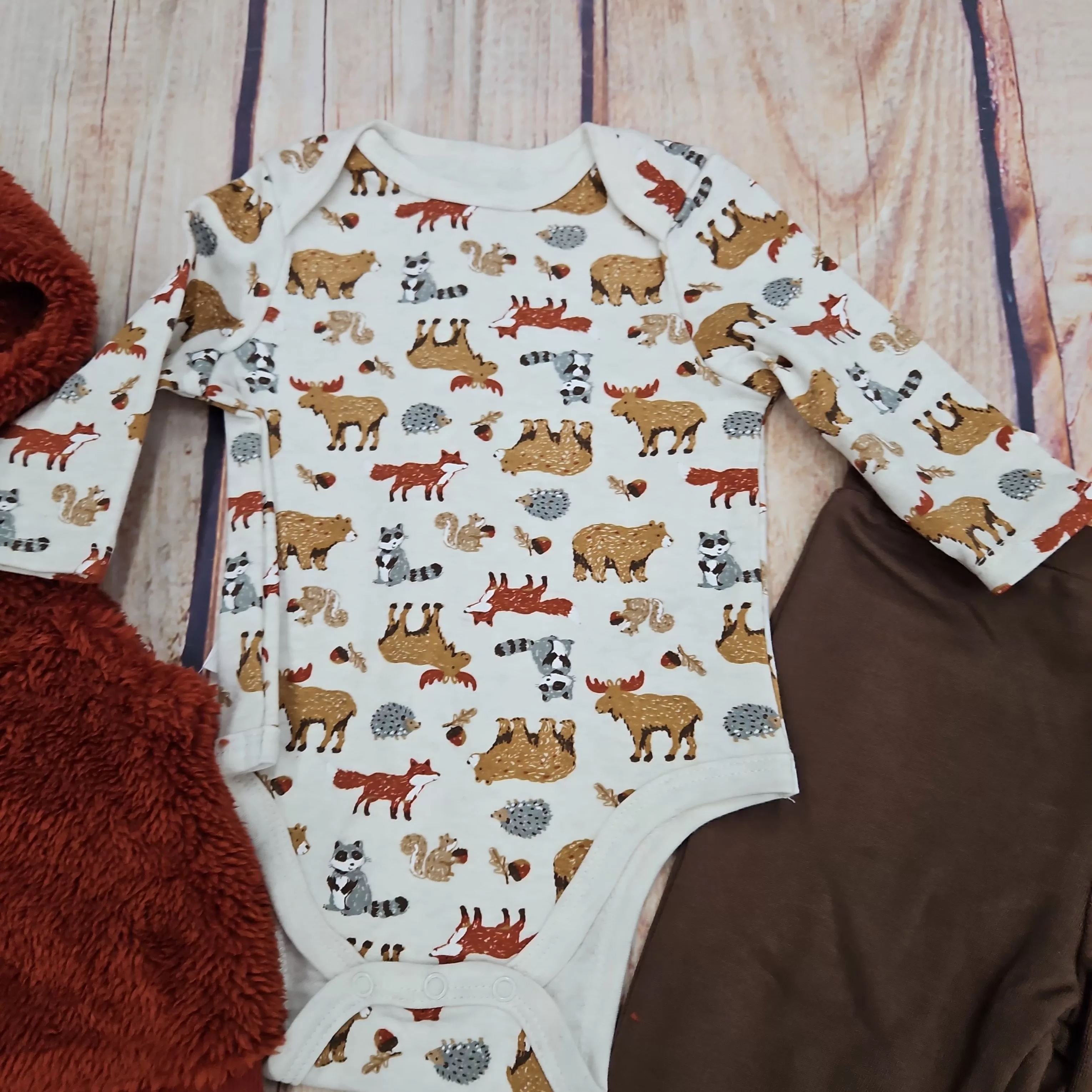 LITTLE ME WOODLAND 3PC VEST SET