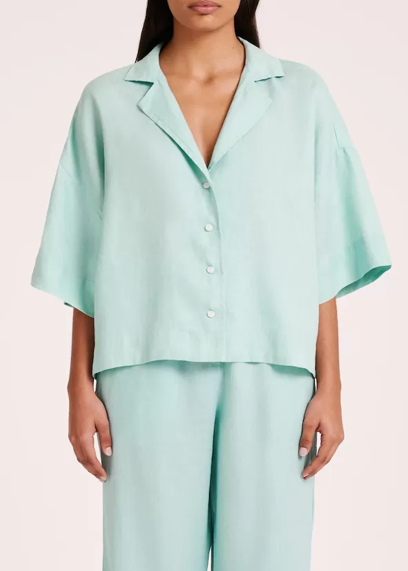 Lounge Linen Shirt - Aqua