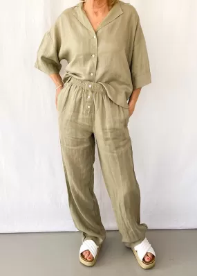 Lounge Linen Shirt - Washed Olive