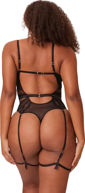 Lounge Underwear Black Priya Bodysuit UK S