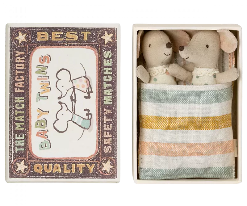 Maileg Polka Dot Twins in a Matchbox - Baby Mice