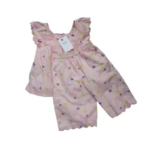 Marks & Spencer Pink Butterfly Print Co-ord Set (2 - 3 Years) | Brand New |