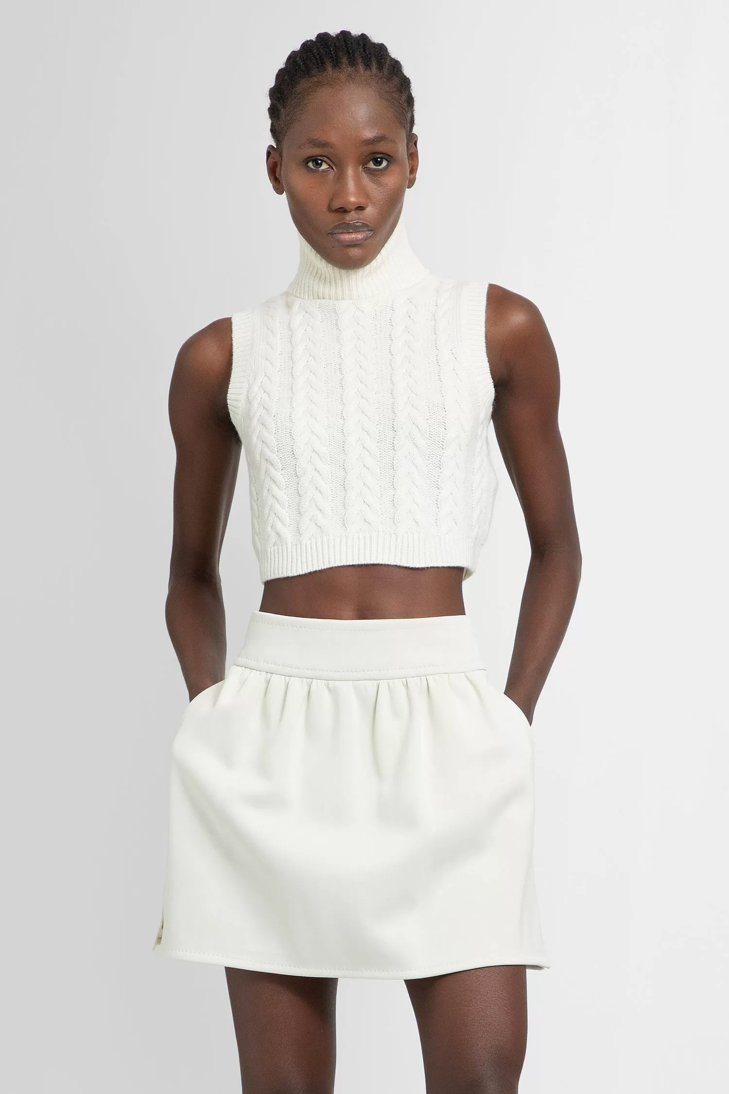 MAX MARA WOMAN OFF-WHITE VESTS