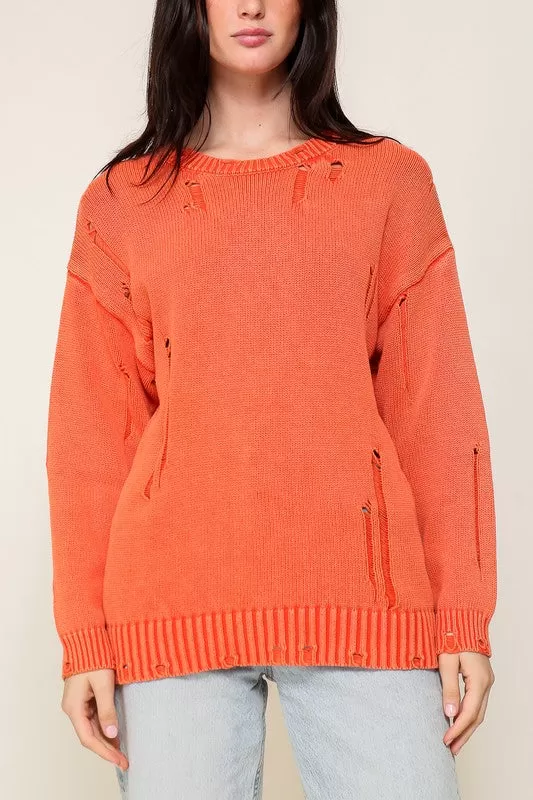 Mineral Wash Distressed Sweater