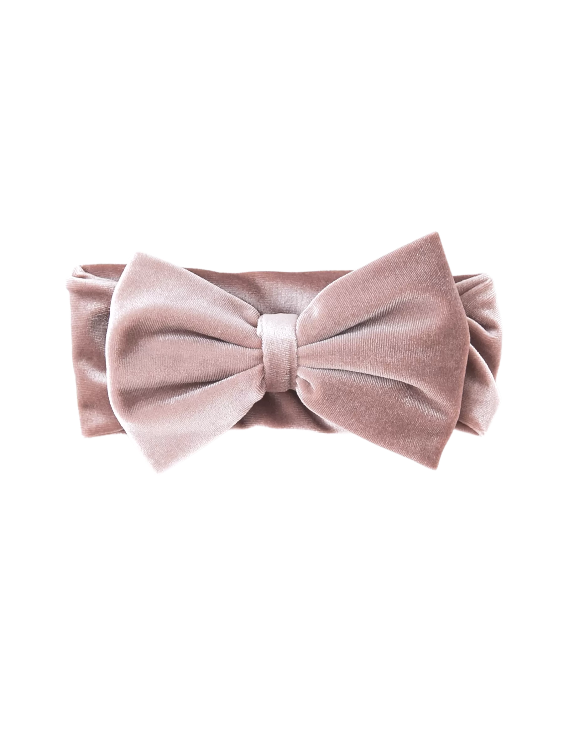 Oversized Bow Velour Baby Headband - Rose Powder