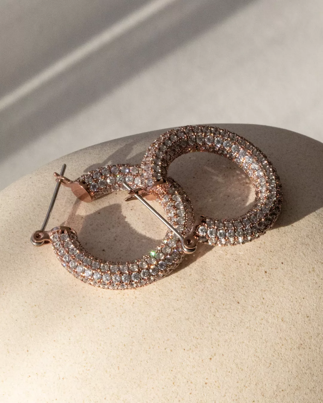 Pave Baby Amalfi Hoops- Rose Gold