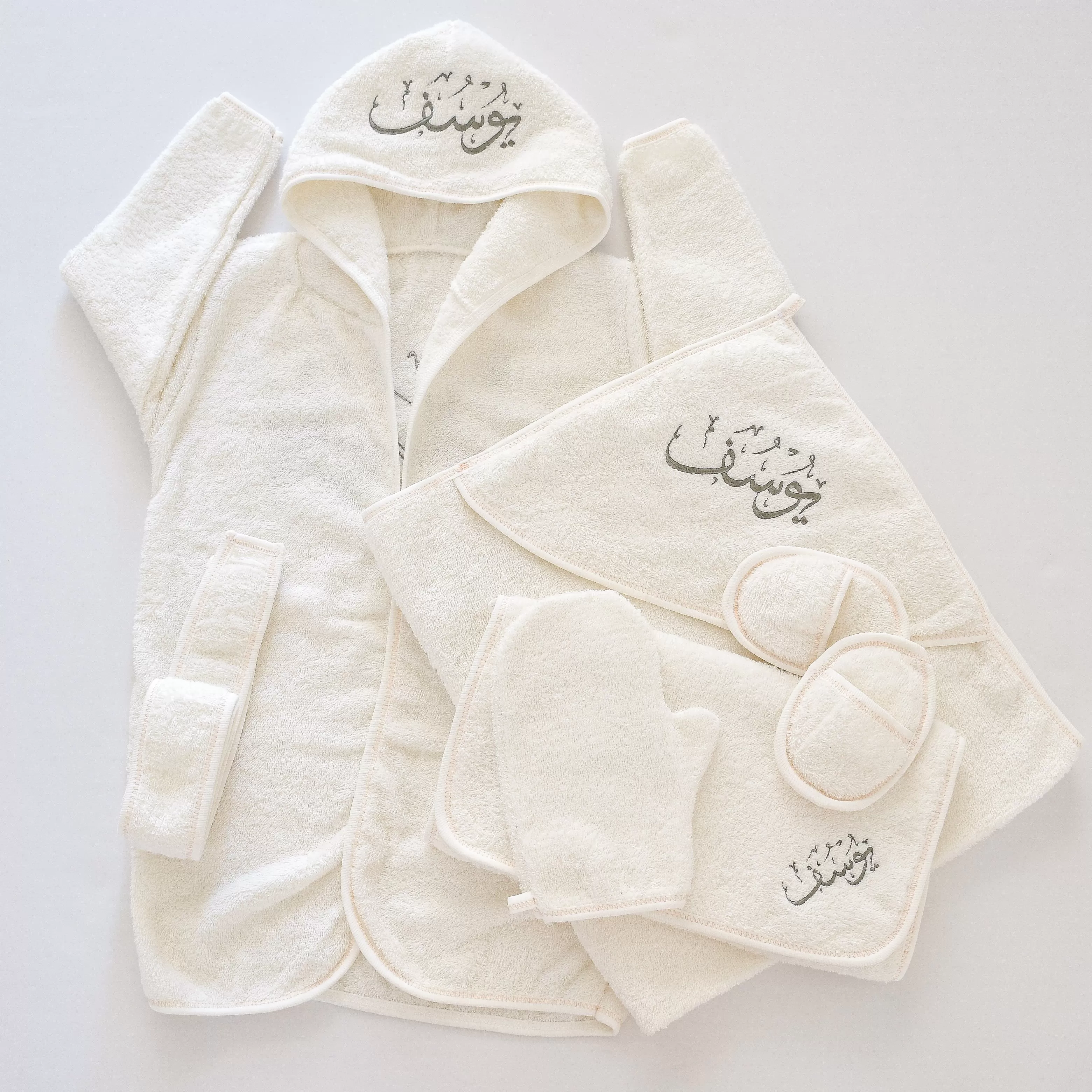 Personalised hooded baby Boy Bathrobe Set