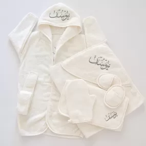 Personalised hooded baby Boy Bathrobe Set