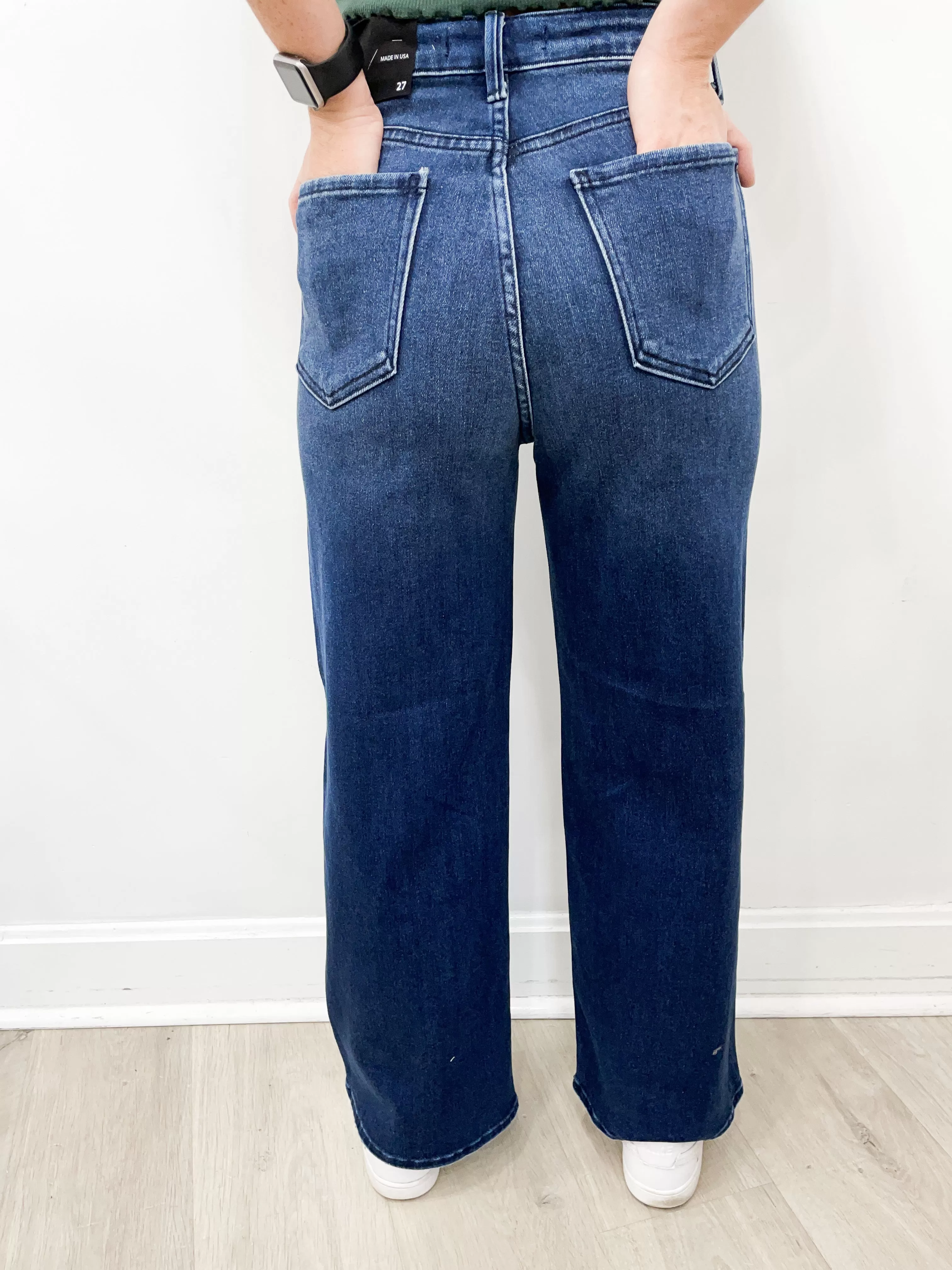 Polly Highest Rise Wide Leg Denim in Dark Wash