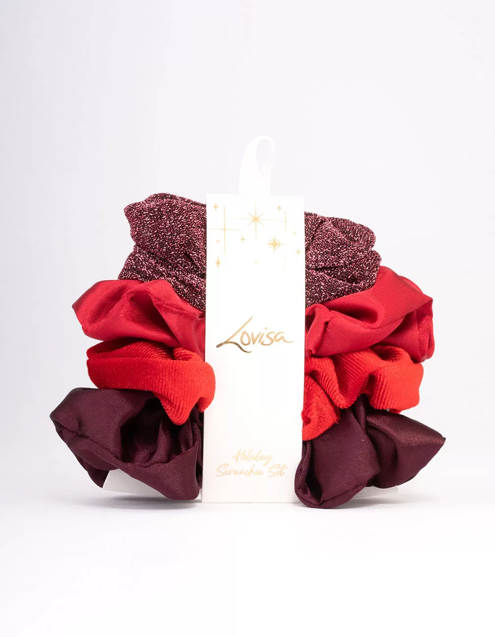 Red Christmas Hair Scrunchie Gift 4-Pack