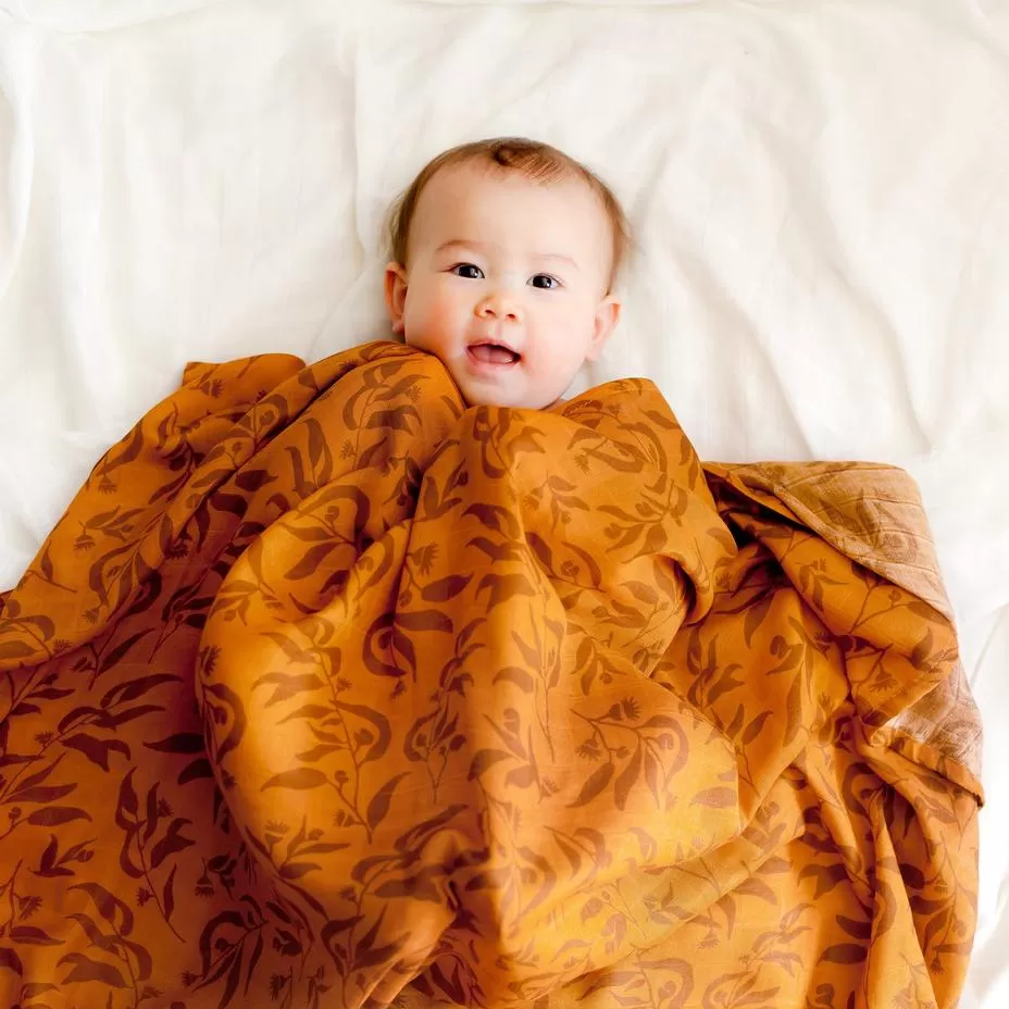 Rust Eucalypt - Organic Muslin Wrap Swaddle