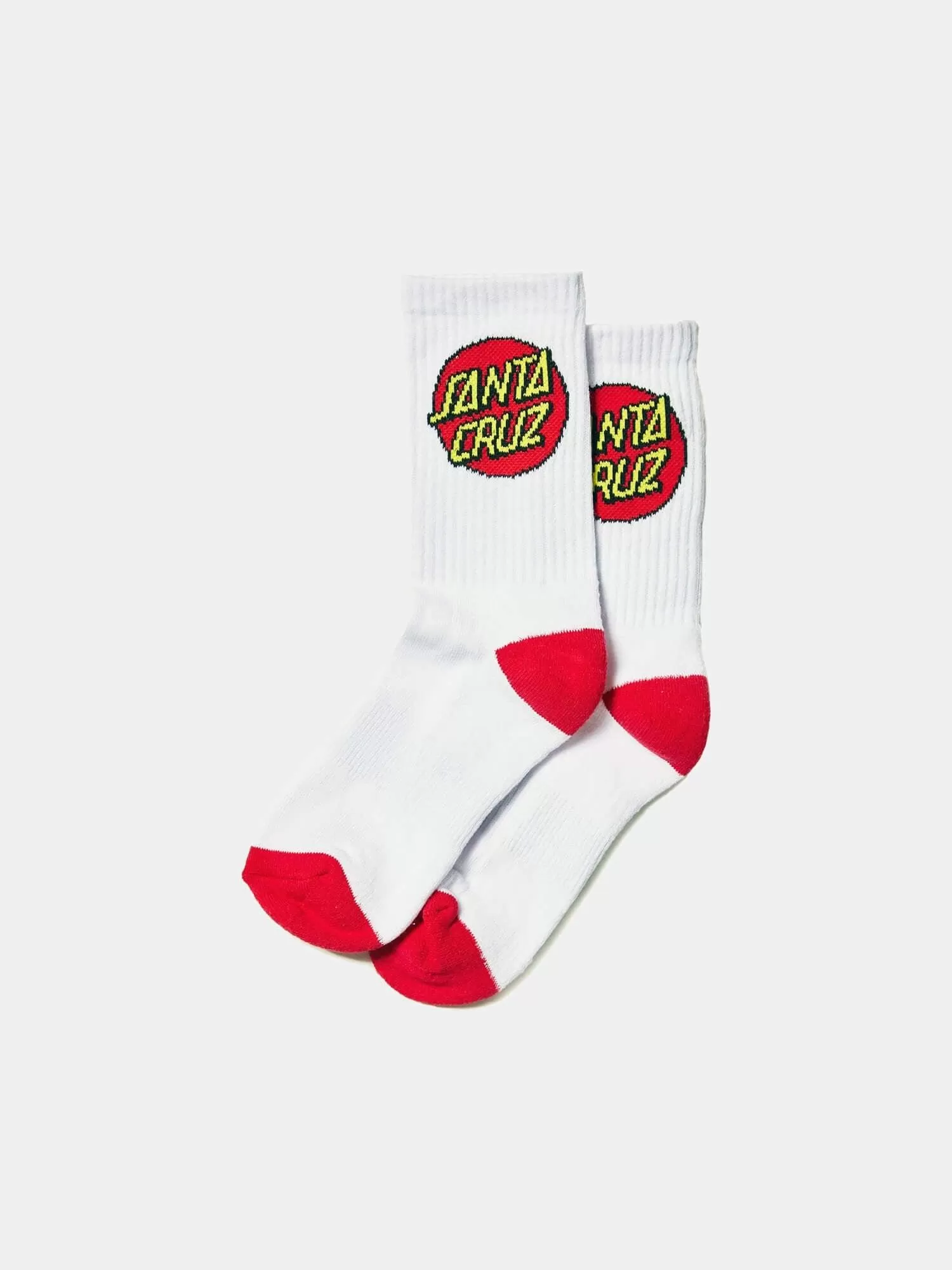 Santa Cruz Youth Classic Dot 4 Pack Crew Socks - White