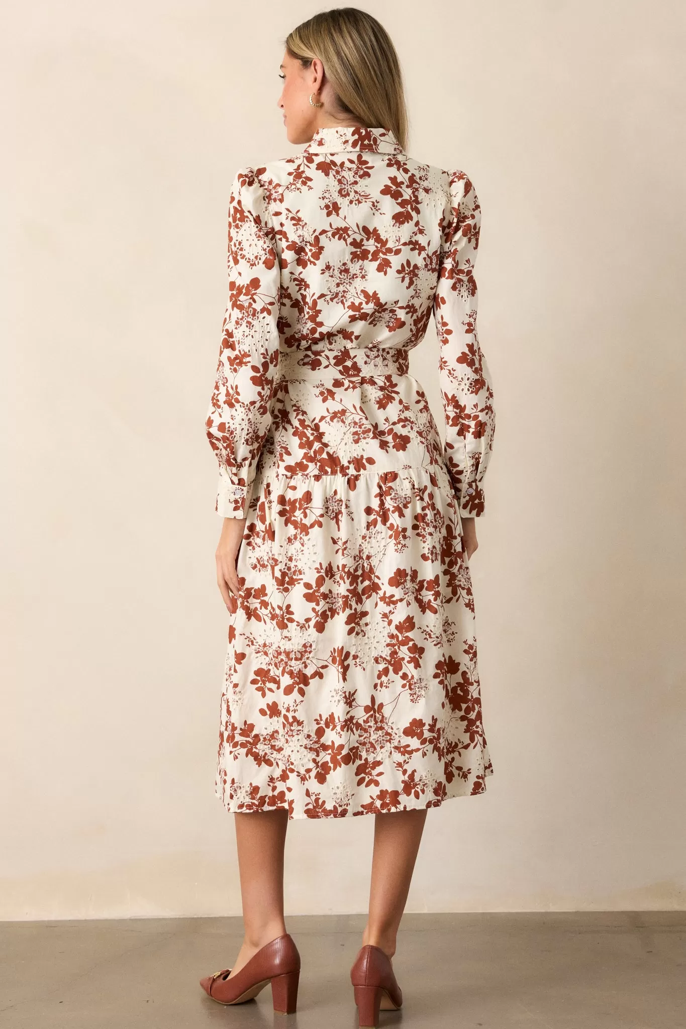 Savor the Season 100% Cotton Ivory Long Sleeve Midi Dress