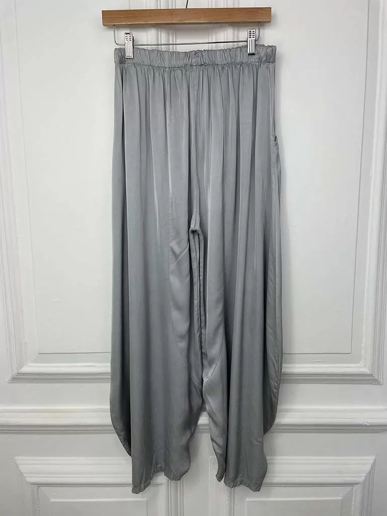 Silk Feel Cocoon Trousers - Silver