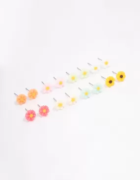 Silver Sunflower Earring 8-Pack