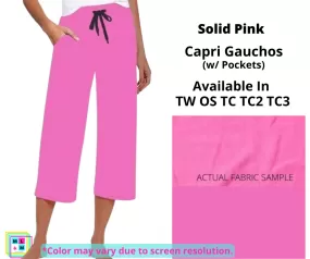 Solid Pink Capri Gauchos