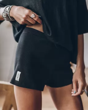 The Black Ribbed Shorts